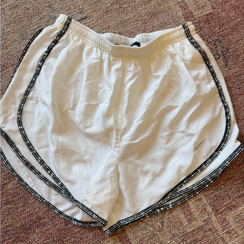 Nike Women's White and Black Trim Athletic Shorts
